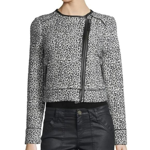 Joie Pattyn Animal Print Moto Jacket Size Large - Picture 2 of 9